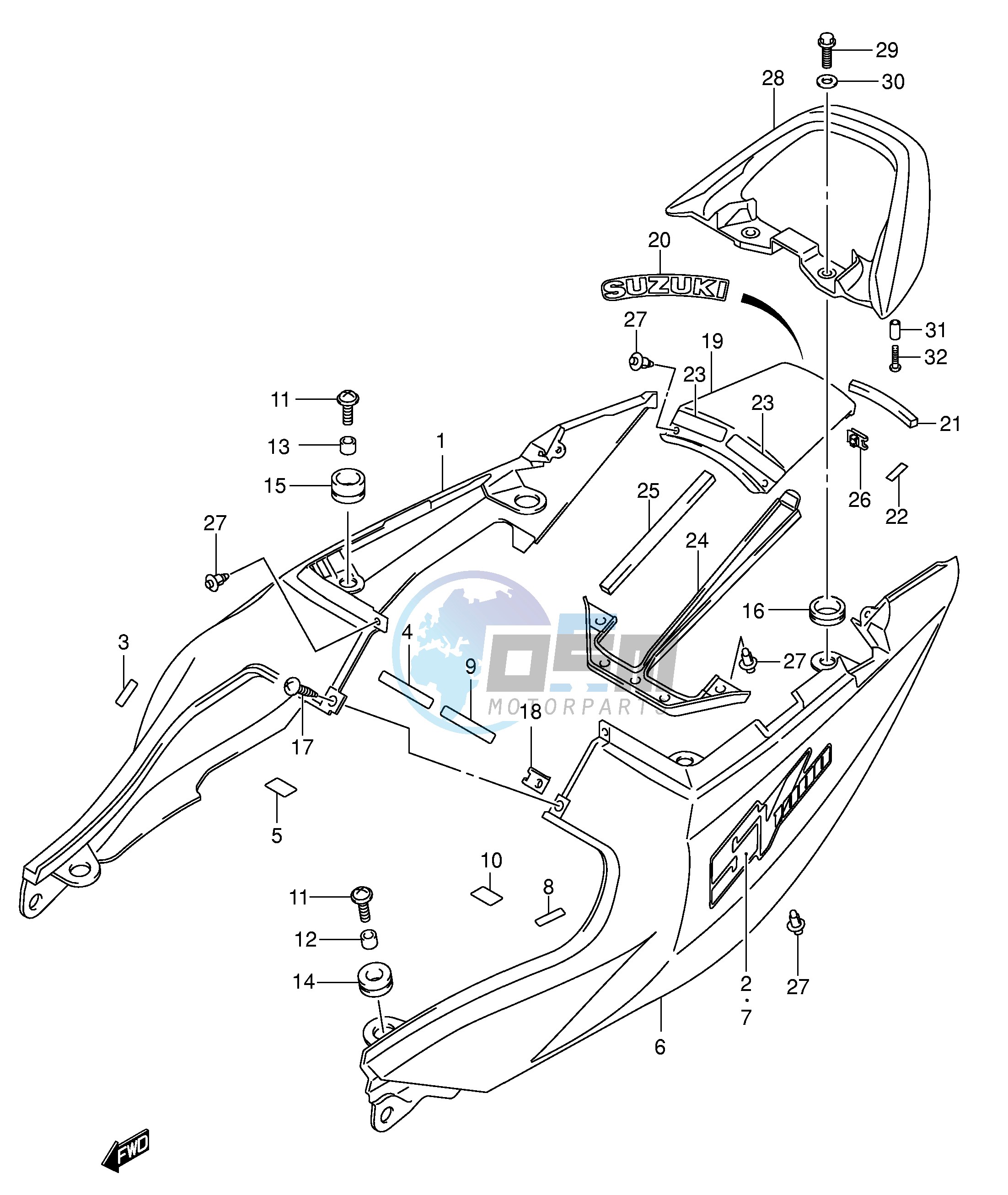 SEAT TAIL COVER (SV1000K4 U1K4 U2K4)