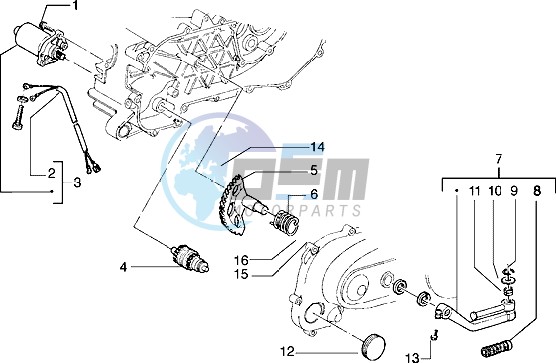 Starting motor-starter lever