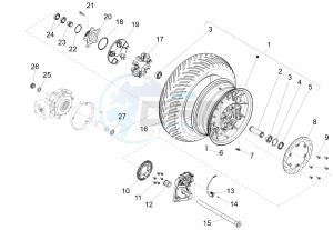 California 1400 Custom ABS 1380 WEG drawing Ruota posteriore