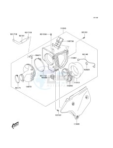 KLX 400 A [KLX400SR KLX400R] (A1-A2 A2 CAN ONLY) [KLX400SR KLX400R] drawing AIR CLEANER