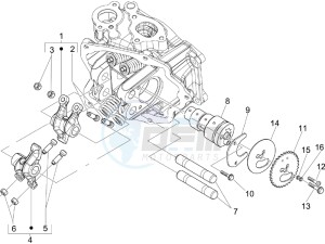 Beverly 125 drawing Camshaft - Rocking levers support unit