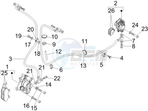 GTS 250 UK drawing Brakes pipes - Calipers