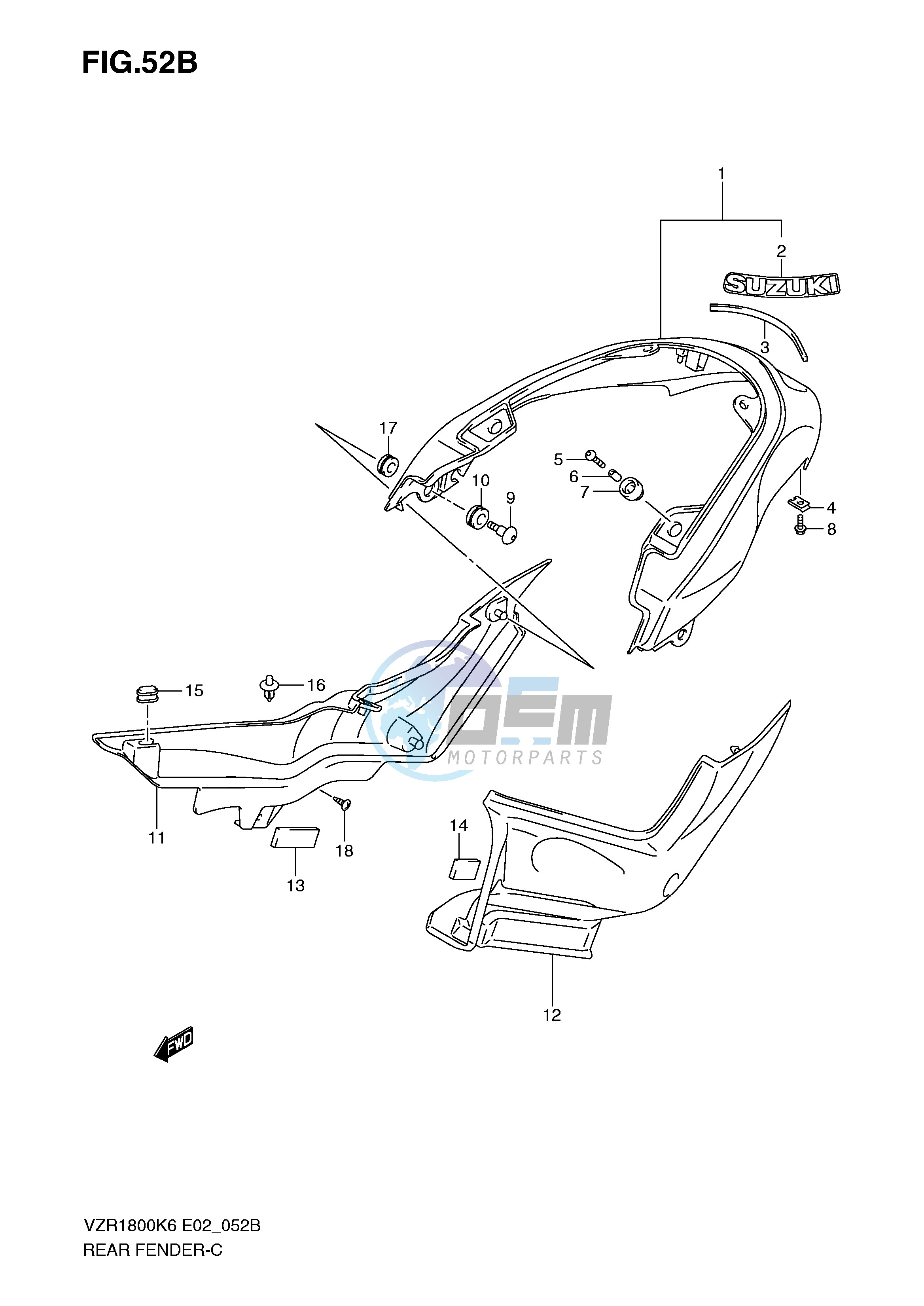 REAR FENDER (VZR1800K8 U2K8 NK8 NU2K8)