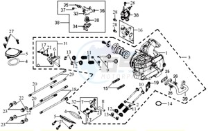 JOYRIDE 125 E2 drawing CYLINDER HEAD CPL   / THERMOSTAT