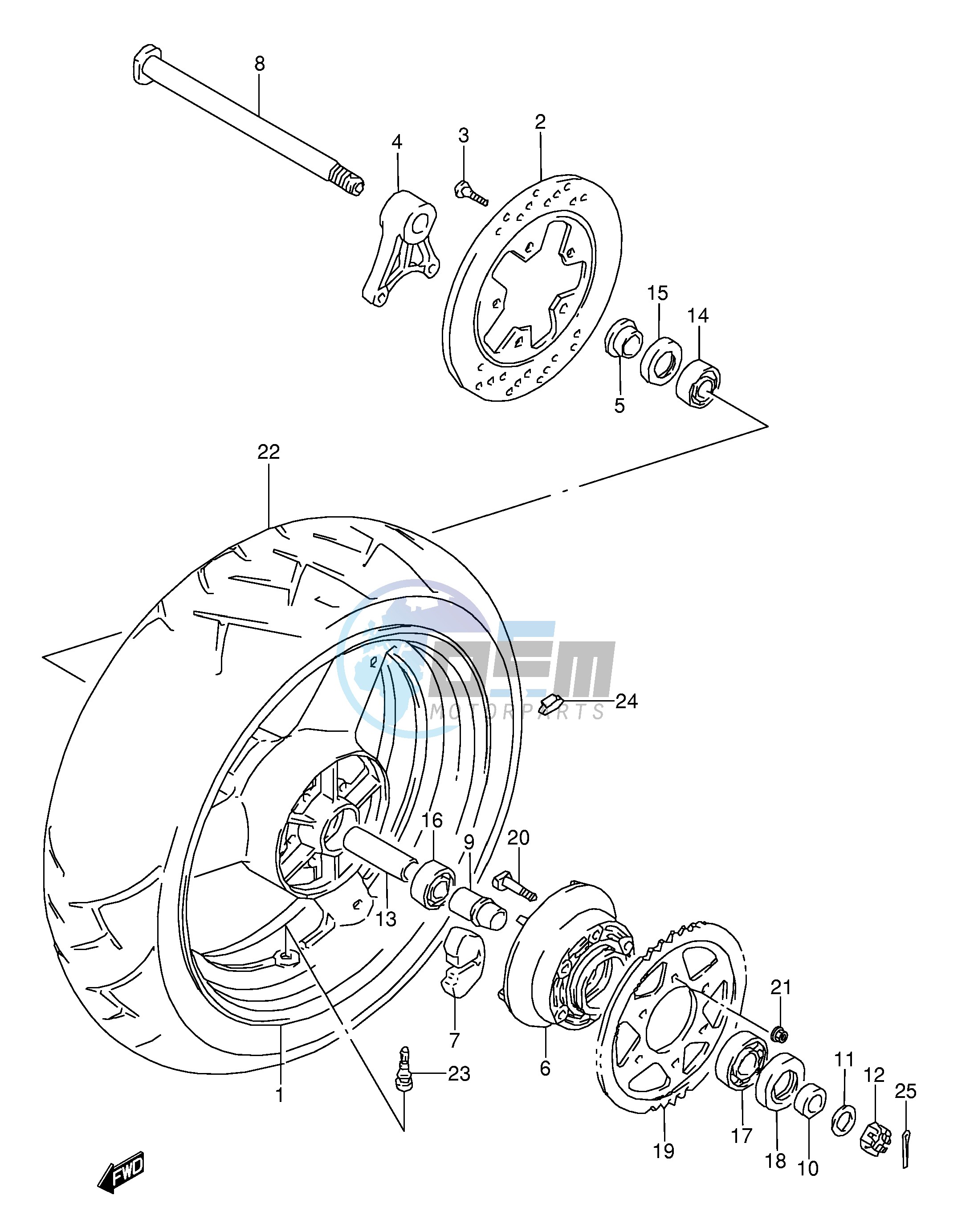 REAR WHEEL (MODEL S T V W)