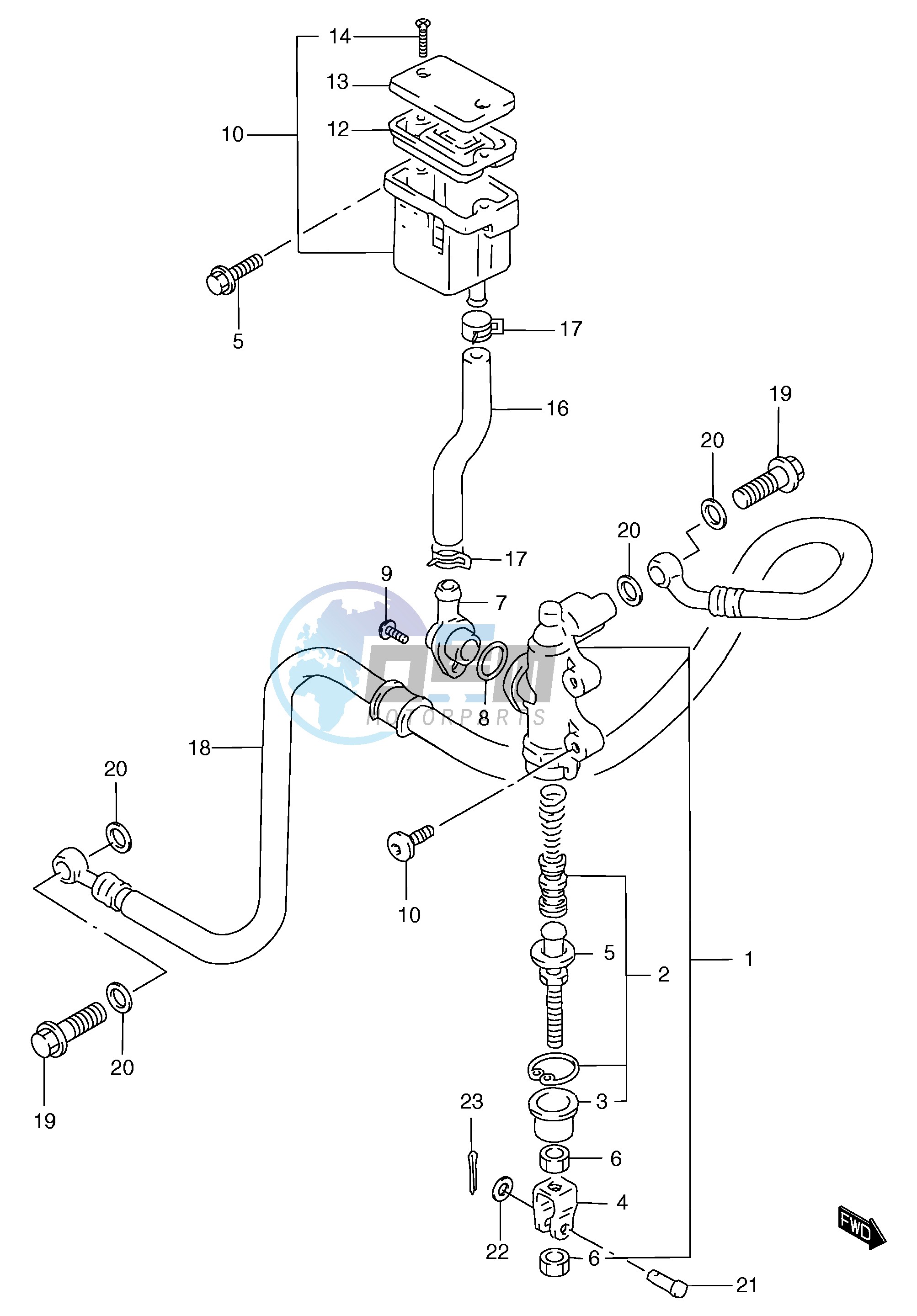 REAR MASTER CYLINDER (GSF1200T V W X Y ST SV SW SX SY)