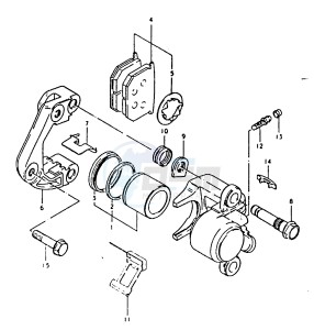 GSX1100 (T-X) drawing FRONT CALIPERS