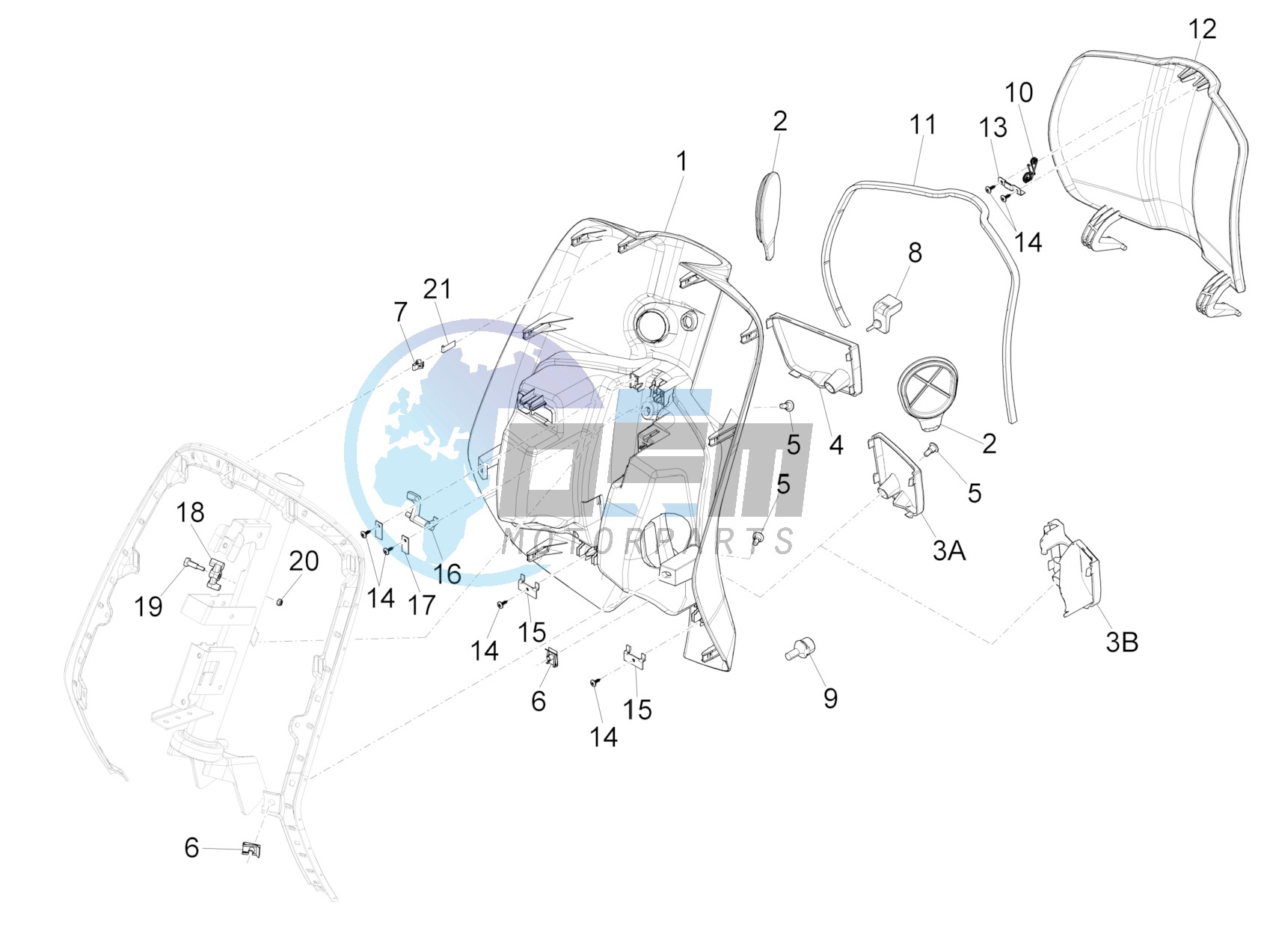 Front glove-box - Knee-guard panel