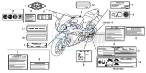 CBR600RR9 Korea - (KO / MK) drawing CAUTION LABEL