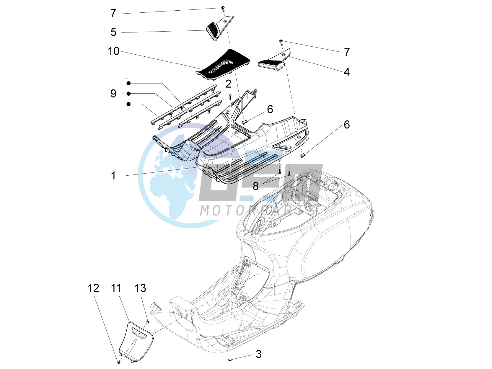 Central cover - Footrests