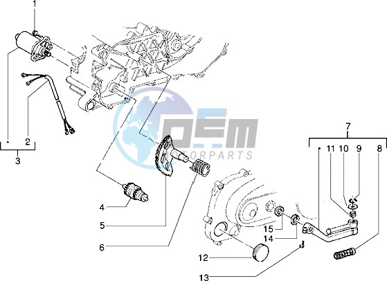 Starting motor-starter lever