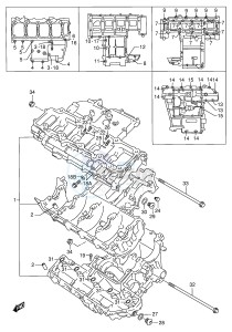 GSX-R750 (E2) drawing CRANKCASE (MODEL W X)