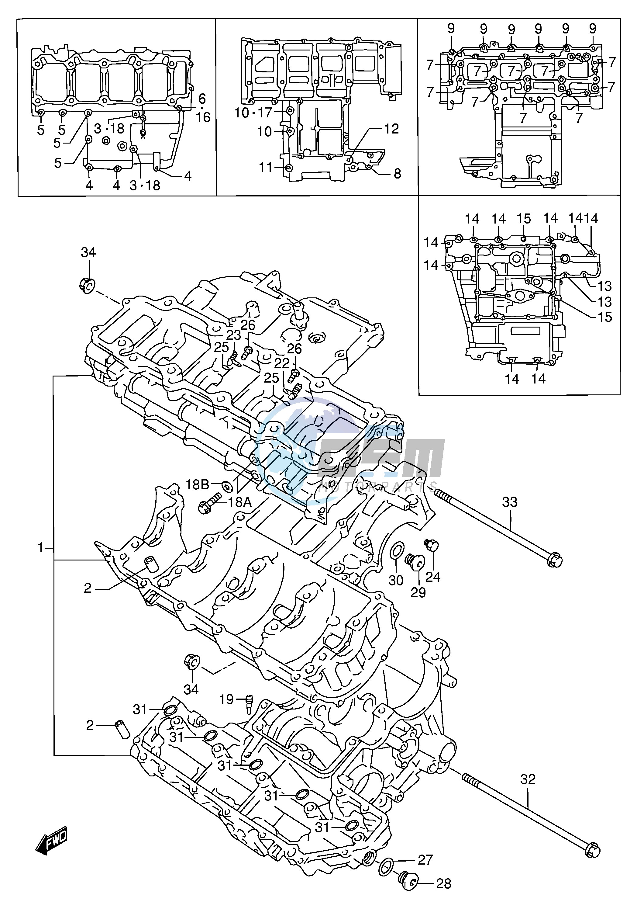 CRANKCASE (MODEL W X)