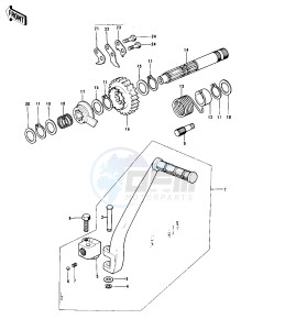 KX 125 (-A) drawing KICKSTARTER MECHANISM -- 74-76 KX125_A_A3- -