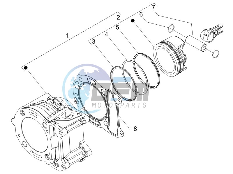 Cylinder-piston-wrist pin unit