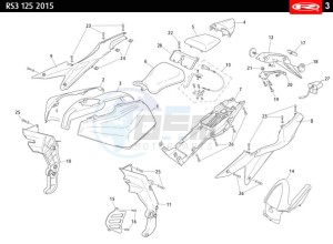 RS3-125-CASTROL drawing REAR PLASTICS - COVERS