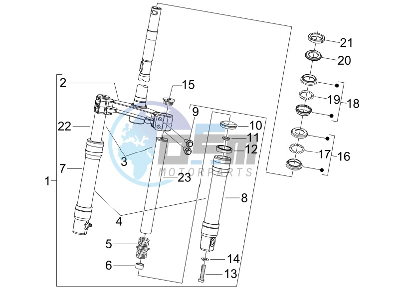 Fork steering tube - Steering bearing unit