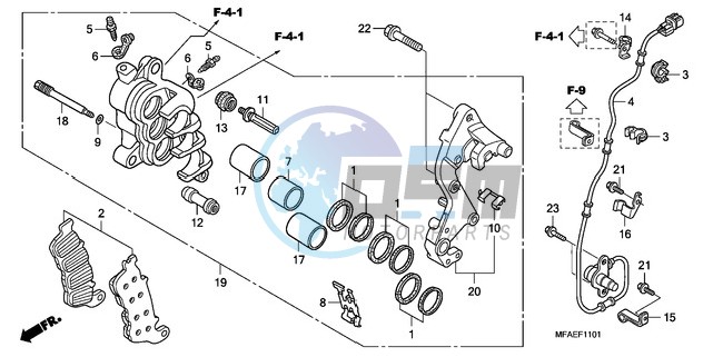 R. FRONT BRAKE CALIPER (CBF1000A/T/S)