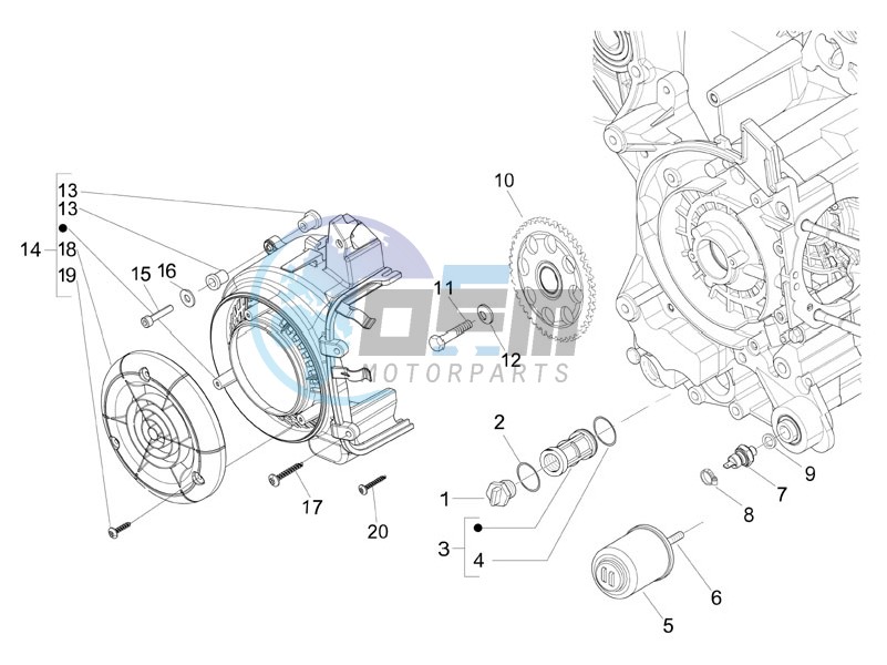 Flywheel magneto cover - Oil filter