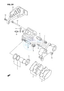 RM125 (E3) drawing REAR CALIPERS (MODEL N)