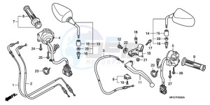 CB600F39 France - (F / CMF ST 25K) drawing HANDLE LEVER/SWITCH/ CABLE