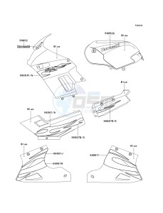 EX 250 F [NINJA 250R] (6F-7F) F6F drawing DECALS-- BLUE- --- F6F- -