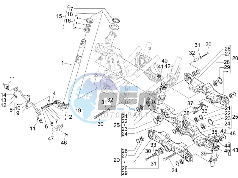 Fork steering tube - Steering bearing unit