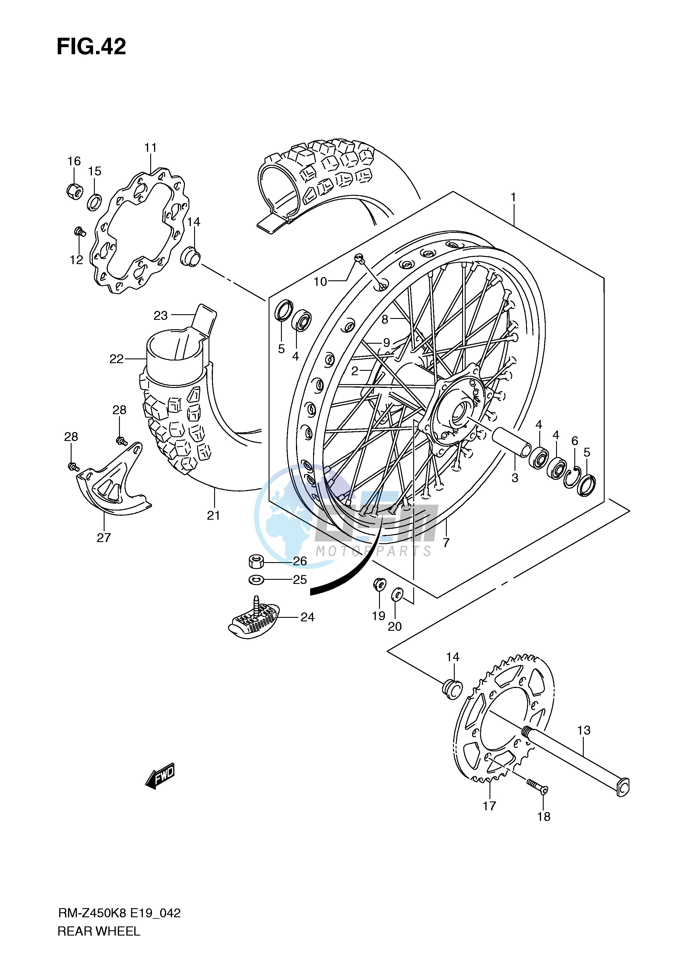 REAR WHEEL (RM-Z450K8 K9 L0)