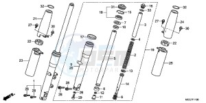 VT750CSC drawing FRONT FORK ( VT750C2B/ CS/ C/ CA)