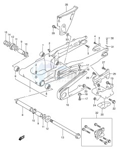 DR350 (E1) drawing REAR SWINGING ARM (MODEL L M N P)