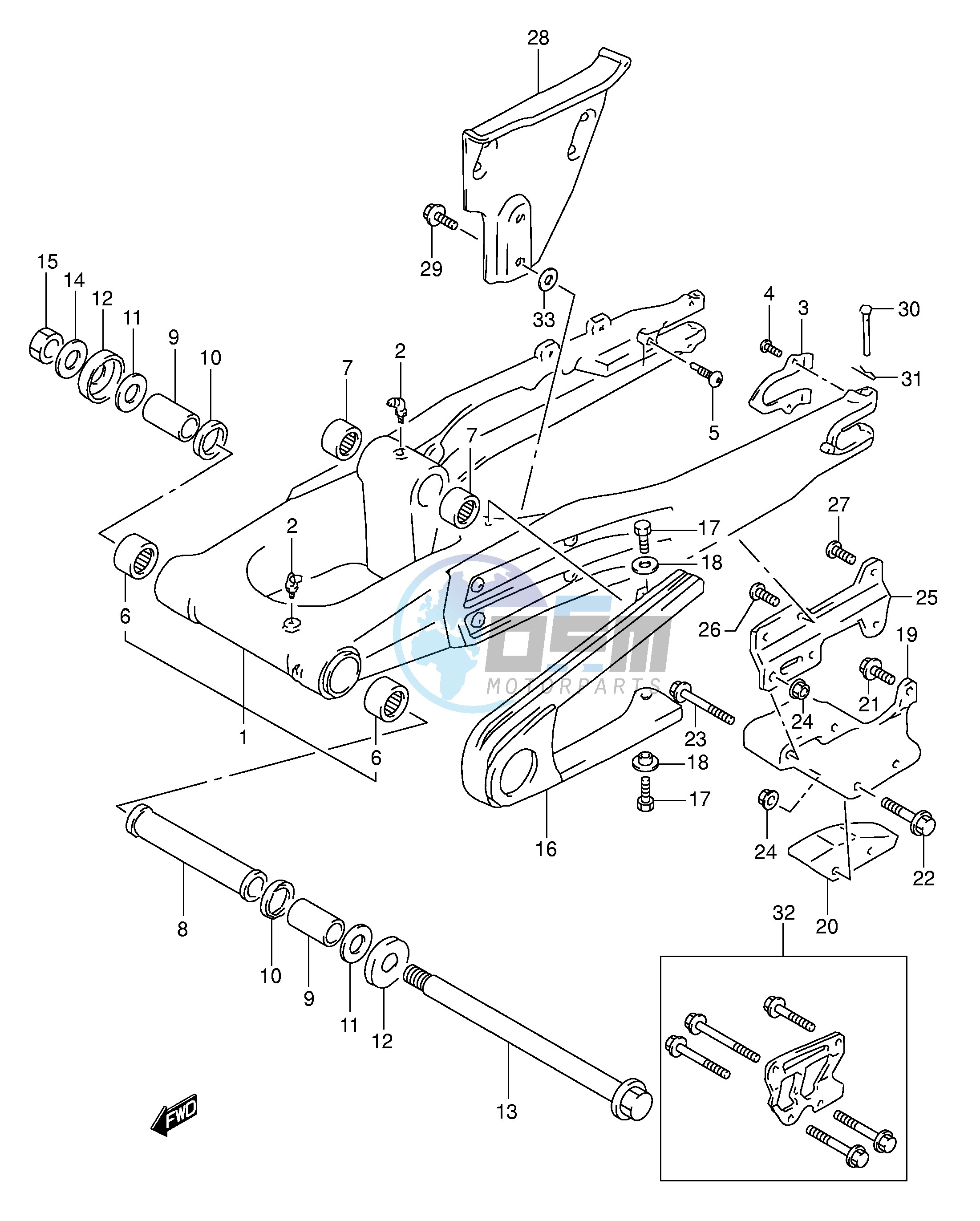 REAR SWINGING ARM (MODEL L M N P)