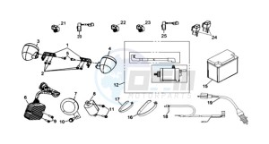 QUADRAIDER 600 DELUXE drawing INDICATORS / STARTER / BATTERY