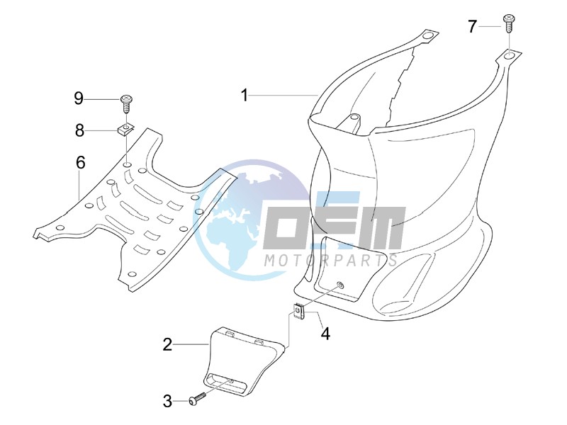 Central cover - Footrests