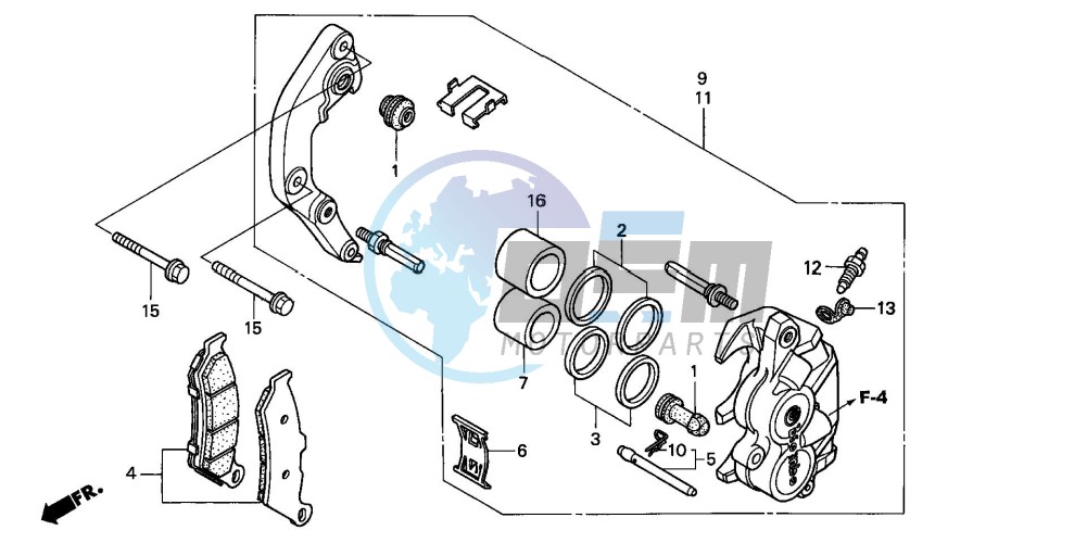 FRONT BRAKE CALIPER (NT650VW/X/Y/1)