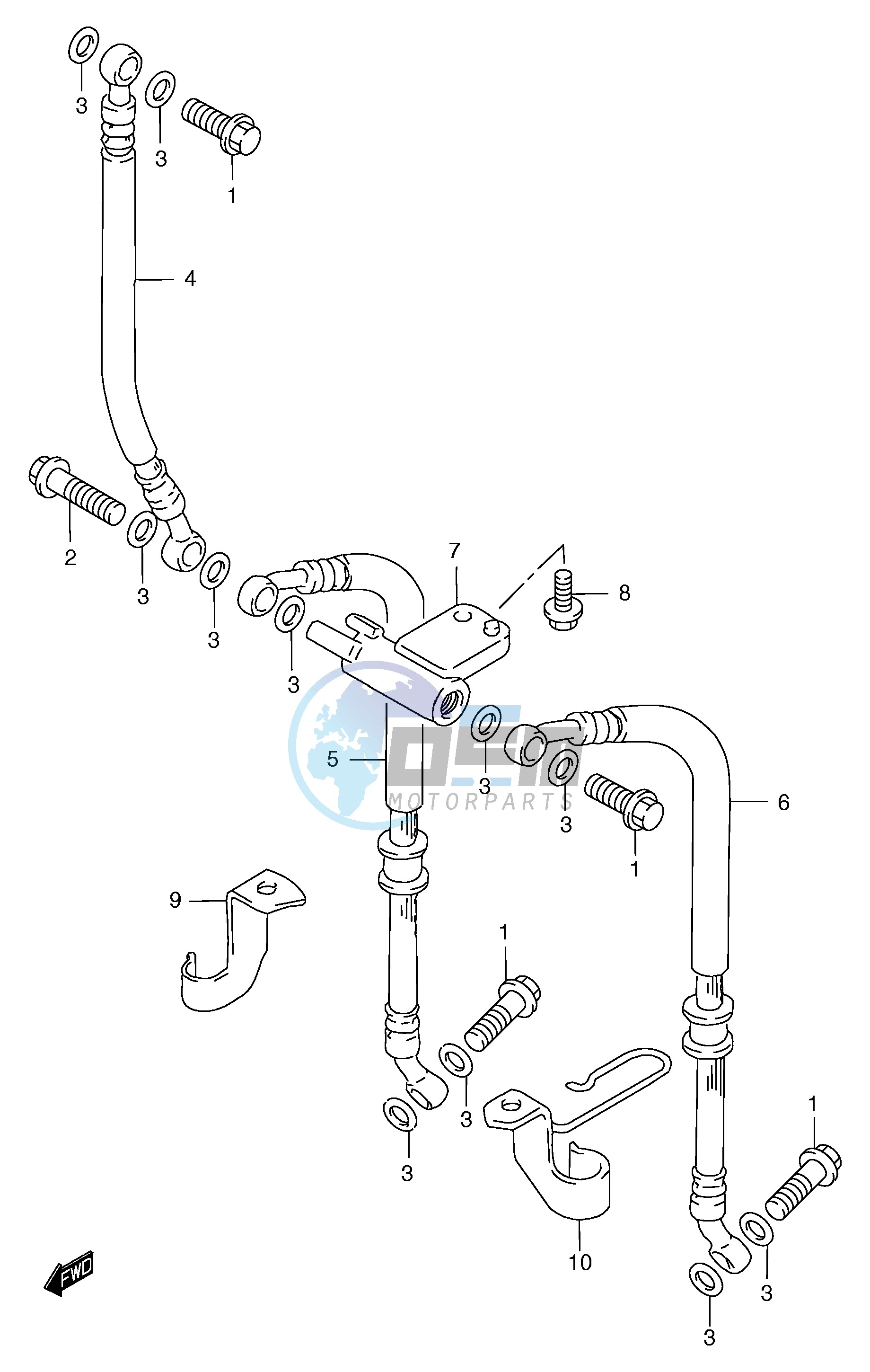 FRONT BRAKE HOSE (GSF1200T V W X Y ST SV SW SX SY)