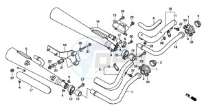 VT750DC SHADOW drawing EXHAUST MUFFLER (E/ED/F/H/KO/U/2ED)