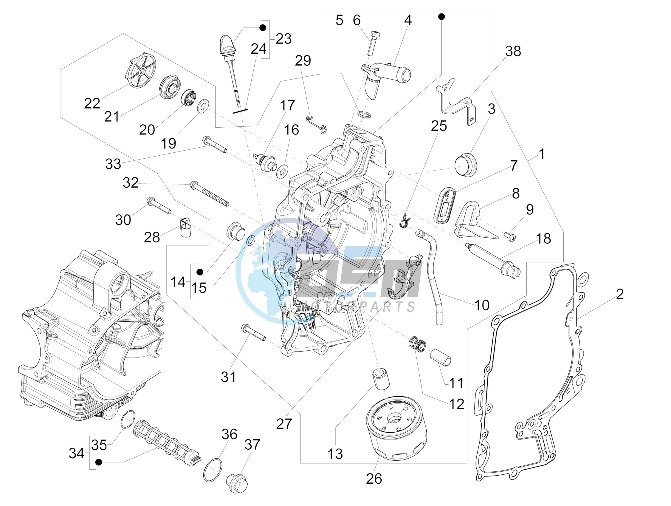 Flywheel magneto cover - Oil filter