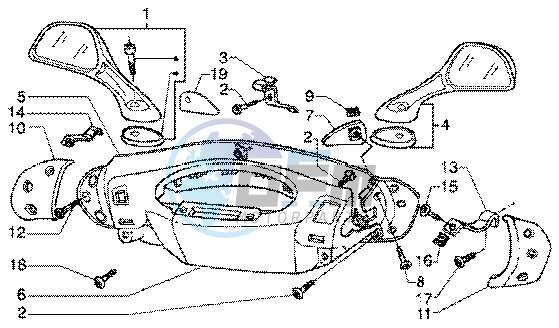 Handlebars and driving mirror cover