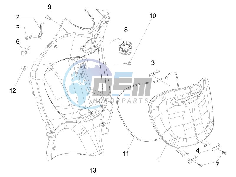 Front glove-box - Knee-guard panel