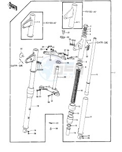 G4 TR (D-E) 100 drawing FRONT FORK -- 74-75- -