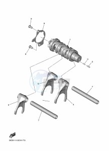 YZF690-U YZF-R7 (BJT1) drawing SHIFT CAM & FORK