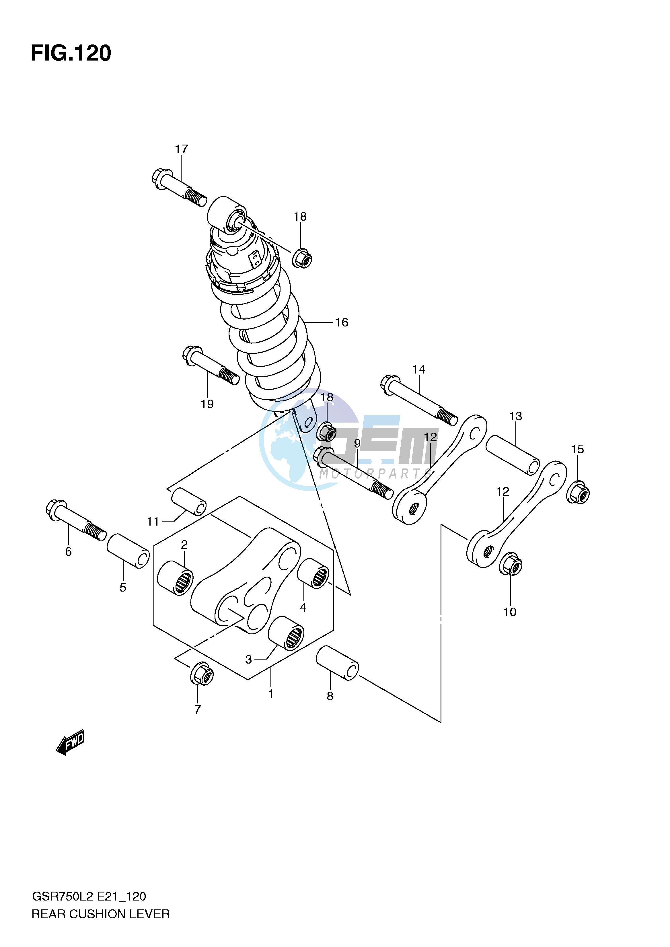 REAR CUSHION LEVER (GSR750L2 E21)