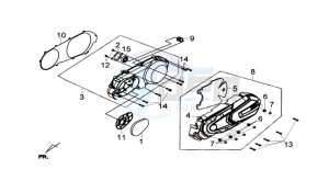 GTS 300i drawing CRANKCASE COVER LEFT