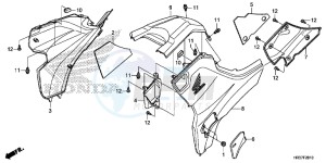 TRX420FA2G TRX420F Europe Direct - (ED) drawing SIDE COVER/TANK COVER