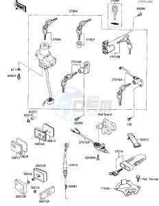 ZX 750 F [NINJA 750R] (F1-F3) [NINJA 750R] drawing IGNITION SWITCH_LOCKS_REFLECTORS