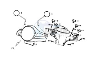 FIDDLE II 125 drawing HEAD LIGHT COVER / MIRRORS / CONTROLS