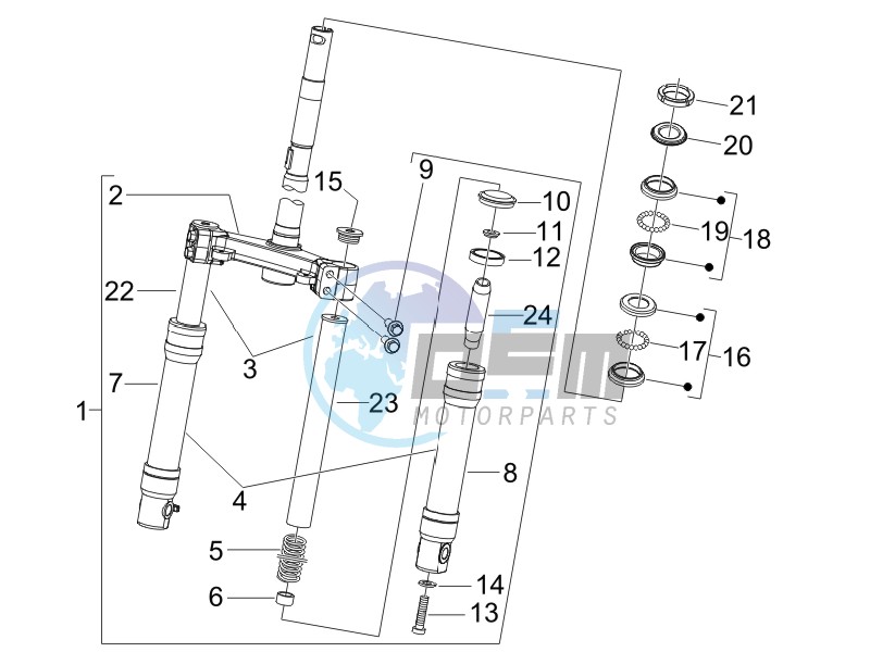 Fork/steering tube - Steering bearing unit