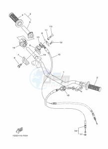 YZ250X (BF1H) drawing STEERING HANDLE & CABLE