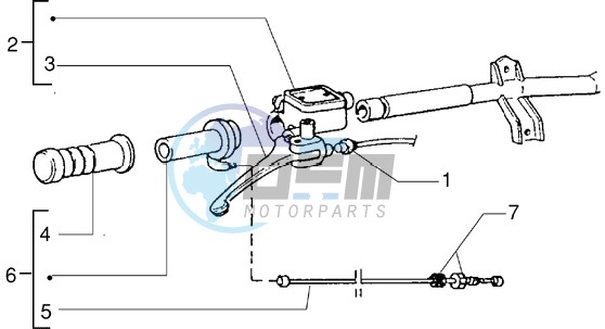 Handlebars component parts (Vehicle with rear hub brake)