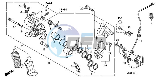 R. FRONT BRAKE CALIPER (CB600FA/FA3)